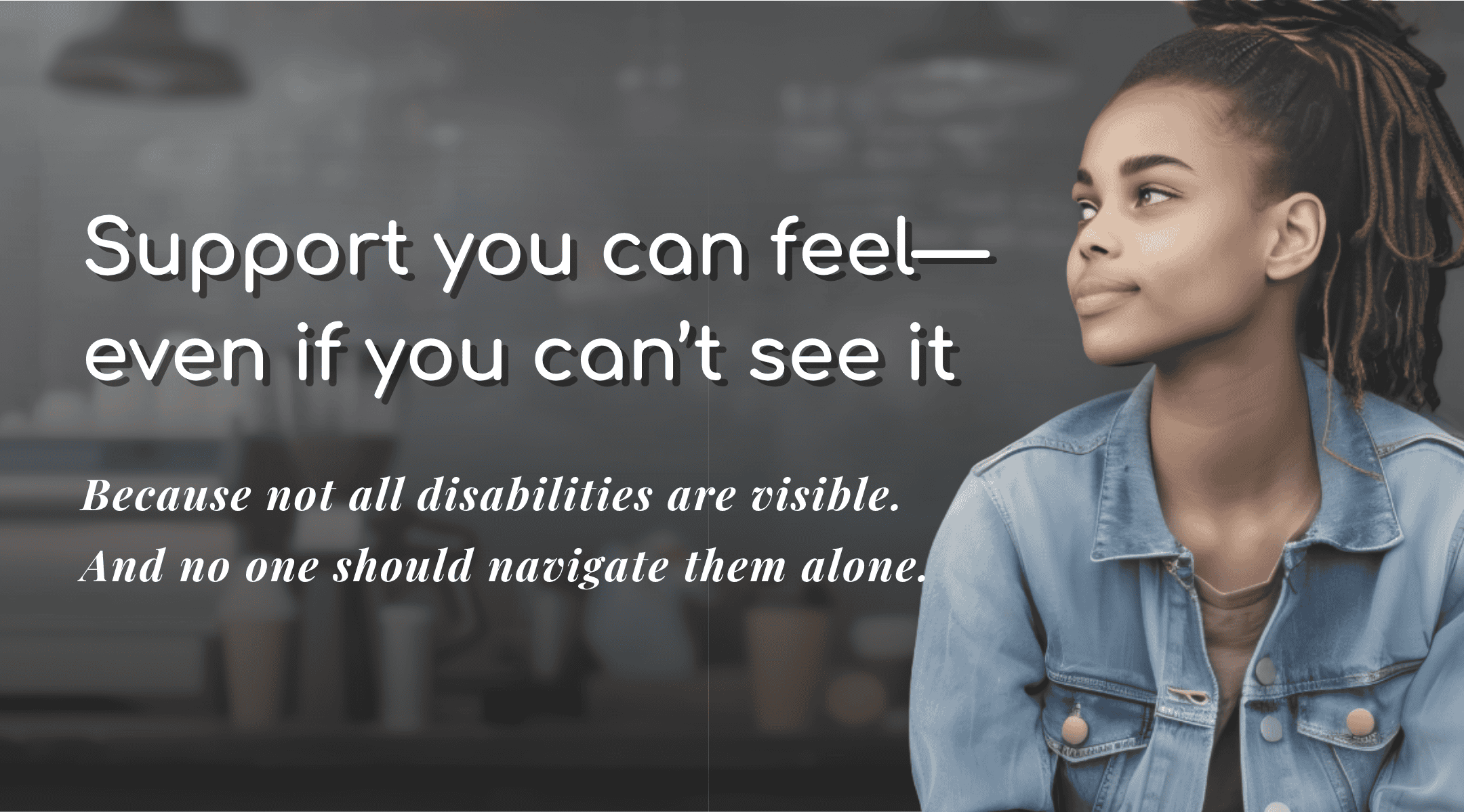 Young woman with disabilities promoting support and inclusion.