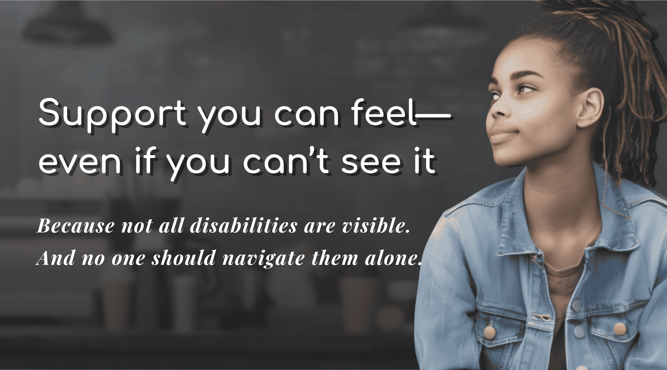 Woman with disabilities promoting support and inclusion.