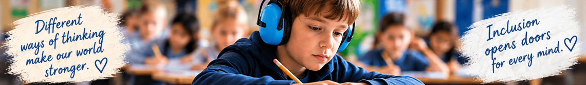 Narrow Banner Image Boy Headphones with Text